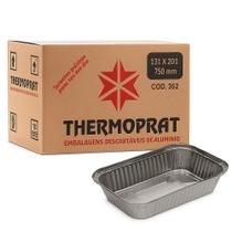 Marmitex de Alumínio com Tampa 750ml Caixa com 100un Thermoprat
