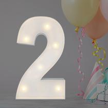 Marquee Light Up Number 2, 60 cm, com balões e luzes em mosaico