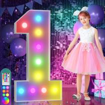 Marquee Numbers imprsv 4FT Colorido Number 1 com controle remoto