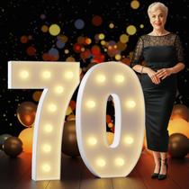 Marquee Numbers imprsv, 90 cm de altura, decorações de aniversário de 70 anos