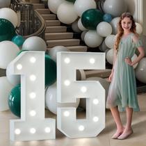 Marquee Numbers imprsv 90cm de altura Light Up Decoração de 15º aniversário Marquee Numbers imprsv 90cm de altura Light Up Decoração de 15º aniversário