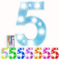 Marquise LED Pooqla número 5 com lâmpada de bateria RGB remota Marquise LED Pooqla número 5 com lâmpada de bateria RGB remota