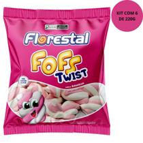 Marshmallow Florestal Fofs Twist Rosa Branco 220G Kit Com 6