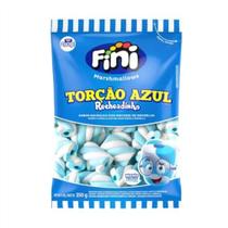 Marshmallow Torção Recheadinho Azul e Branco Fini - 250g