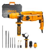 Martelete Combinado Ingco SDSPlus 2,5J 3 Modos Furação e Rompedor Para Concreto Aço Madeira Obras Civis Instalações Elétricas Reformas Alvenaria