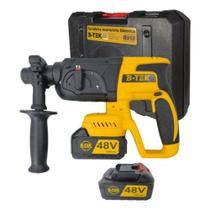 Martelete e furadeira 2 baterias b-tek dz45 48v recarregável