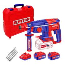 Martelete Impacto Emtop 26mm S/ Fio Com 2 Baterias 20v