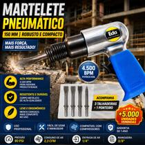 Martelete Pneumático EDA 4500 RPM C/ 4 Ponteiras Funilaria Chapeação Oficina Mecânica