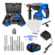 Martelete Rompedor e Perfurador Recarregável Brushless SDS Plus 2000mAh 2 Baterias Maleta Completa