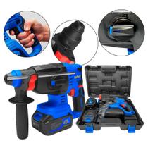 Martelete Rompedor Perfurador Brushless Bateria Recarregável 2000mah Com Vários Acessórios Martelete Rompedor Perfurador Brushless Bateria Recarregável 2000mah Com Vários Acessórios