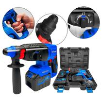 Martelete Rompedor Perfurador Profissional Brushless 2 Baterias de Lithium 3000mAh Recarregáveis com Maleta e Kit de Brocas Martelete Rompedor Perfurador Profissional Brushless 2 Baterias de Lithium 3000mAh Recarregáveis com Maleta e Kit de Brocas