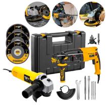 Martelete Rotativo 820W com Esmerilhadeira Angular 115mm e Acessórios Fasterr