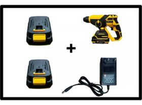 Martelete Rotativo Furadeira 2 Baterias 25v C. Maleta 27 Pçs Amarelo 127.220v