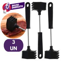 Martelo Amaciador Carne Batedor 25cm Em Aço Inox Cabo Plástico Cozinha Restaurante
