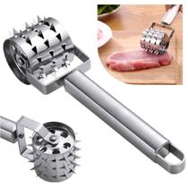 Martelo amaciador de carne rolinho rolo perfurador em inox batedor amaciante bife gourmet