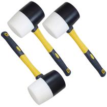 Martelo Borracha Assentar Piso Ergonomico Kit 3 Uni Marreta Obra Reparo Cemarica Manutençao Resistente