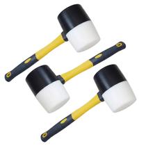 Martelo Borracha Kit 3 Uni Ladrilho Taco Montagem Manutençao Marreta Assentar Piso Ergonomica Reparo Moveis Resistente