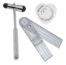 Martelo De Reflexo Neurológico Buck MD Preto Com Trena Coração Antropométrico + Goniometro Grande De PVC