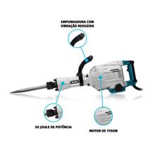 Martelo demolidor wesco 16kg 50 jaules 1.700w hexagonal 220v
