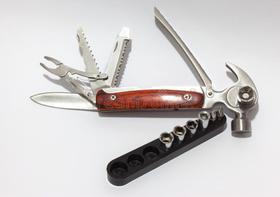 Martelo Multifunção Camping Pesca Caça Acampamento Aço Inoxidável De Sobrevivência Com Estojo