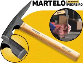 Martelo Pedreiro Tramontina 500g Cabo Madeira Envernizada Ferramenta P/ Construção Civil Obras E Reparos