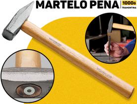 Martelo Pena Tramontina 1Kg Cabo Madeira Envernizada P/ Construção Reparos Oficinas Trabalho Profissional E Caseiro