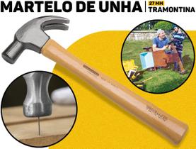 Martelo Tramontina De Unha 27mm Master Basic Aço Polido Cabo Madeira Ferramenta Manual Obra E Reforma