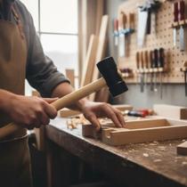 Martelos De Borracha Preto 40mm Brasipla com Cabo de Madeira