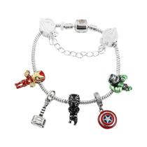 Marvel Avengers Iron Man Doctor Strange Loki Superhero Figura Pulseira DIY Moda Contas Pulseira