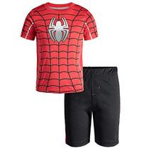Marvel Avengers Spiderman Little Boys's Athletic T-Shirt & Mesh Shorts Set, Vermelho (5)