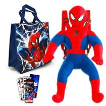 Marvel Spiderman Plushie and Tote Bag Set - Pacote com boneca de pelúcia do Homem-Aranha de 20" com alças de transporte mais sacola de sacola, adesivos e muito mais (presentes do Homem-Aranha)