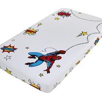 Marvel Spiderman Vermelho, Branco, Azul e Amarelo Estrelas e Relâmpago Photo Op Fitted Crib Sheet - Disney