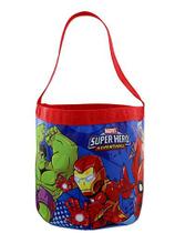 Marvel Super Hero Adventures Boys Collapsible Nylon Basket Bucket Toy Storage Tote Bag (Um Tamanho, Azul/Vermelho)