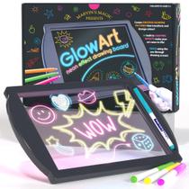 Marvin's Magic Kit Neon Glow Craft Conjunto criativo Bloco de desenho Light Up Tablet de desenho infantil Kit Neon Magic Kits de artesanato para crianças Doodle alimentado por bateria Prancheta de desenho Glow Art Neon