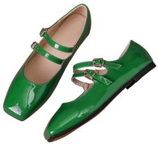 Mary Jane Flats Stunner, bico quadrado vermelho, verde 43 (10)