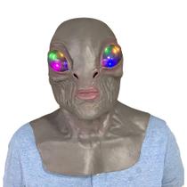 Máscara alienígena brilhante LED, eventos de cosplay de Halloween, látex Máscara alienígena brilhante LED, eventos de cosplay de Halloween, látex