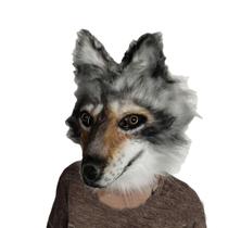 Máscara animal: látex, simulação de cabeça de lobo, cinza, tamanho único