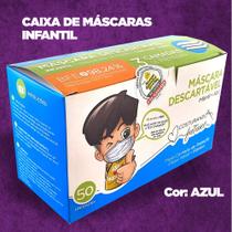 Máscara ANTIVIRAL Descartável INFANTIL - Cor: Azul - Caixa c/ 50 Unid.