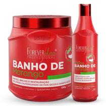 Máscara Banho de Verniz Morango Forever Liss 1kg + Shampoo Morango 500ml Forever Liss