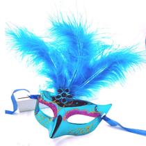 Máscara Blue Feather Halloween Plastic Half Face Cosplay