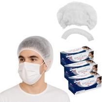 Máscara branca c/150 ssplus + touca branca c/100 anadona