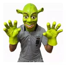 Máscara Cabeça Luvas Halloween Festa Sherk Fantasia Látex Máscara Cabeça Luvas Halloween Festa Sherk Fantasia Látex