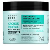 Máscara Cachos Incríveis Salon Opus 400ml Cless com Óleo de Coco e Karité para Nutrição e Hidratação