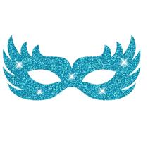Máscara Carnaval Azul em EVA c/ Glitter e Elástico - 01 unid