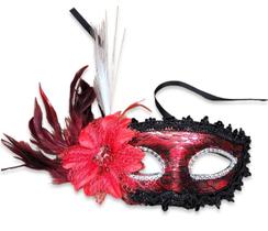 Máscara Carnaval Feminina Veneziana Led Com Pluma E Flor