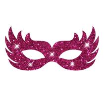 Máscara Carnaval Rosa em EVA c/ Glitter e Elástico - 01 unid - piffer