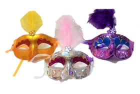 Máscara Carnaval Veneza com Penas