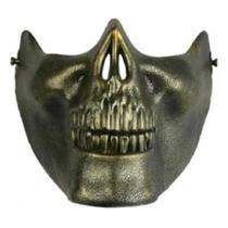 Máscara Caveira Skull Meia Face Metalizada Dourada Festas Air soft Paintball Máscara Caveira Skull Meia Face Metalizada Dourada Festas Air soft Paintball