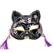 Máscara Cherry Blossom Black Fox Cat PVC Halloween Carnival
