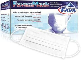 Máscara Cirurgica Branca C/ Elástico - Caixa C/ 50 Unidades FAVA